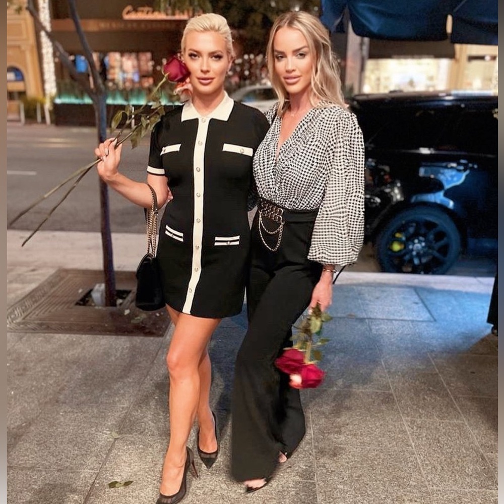 Fashion Nova M Jumpsuit houndstooth with gold feature